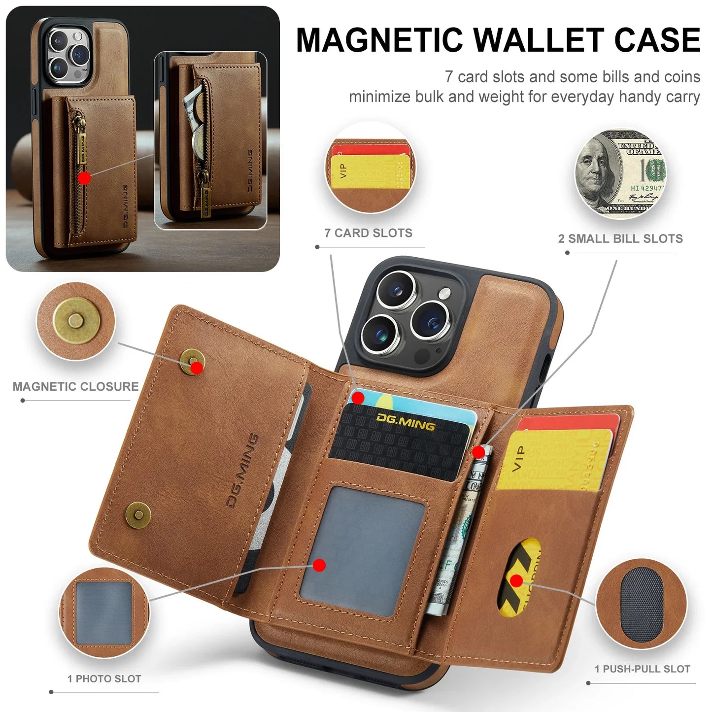 BG. MING Pro: Magnetic Leather Wallet Case Covers Nepal