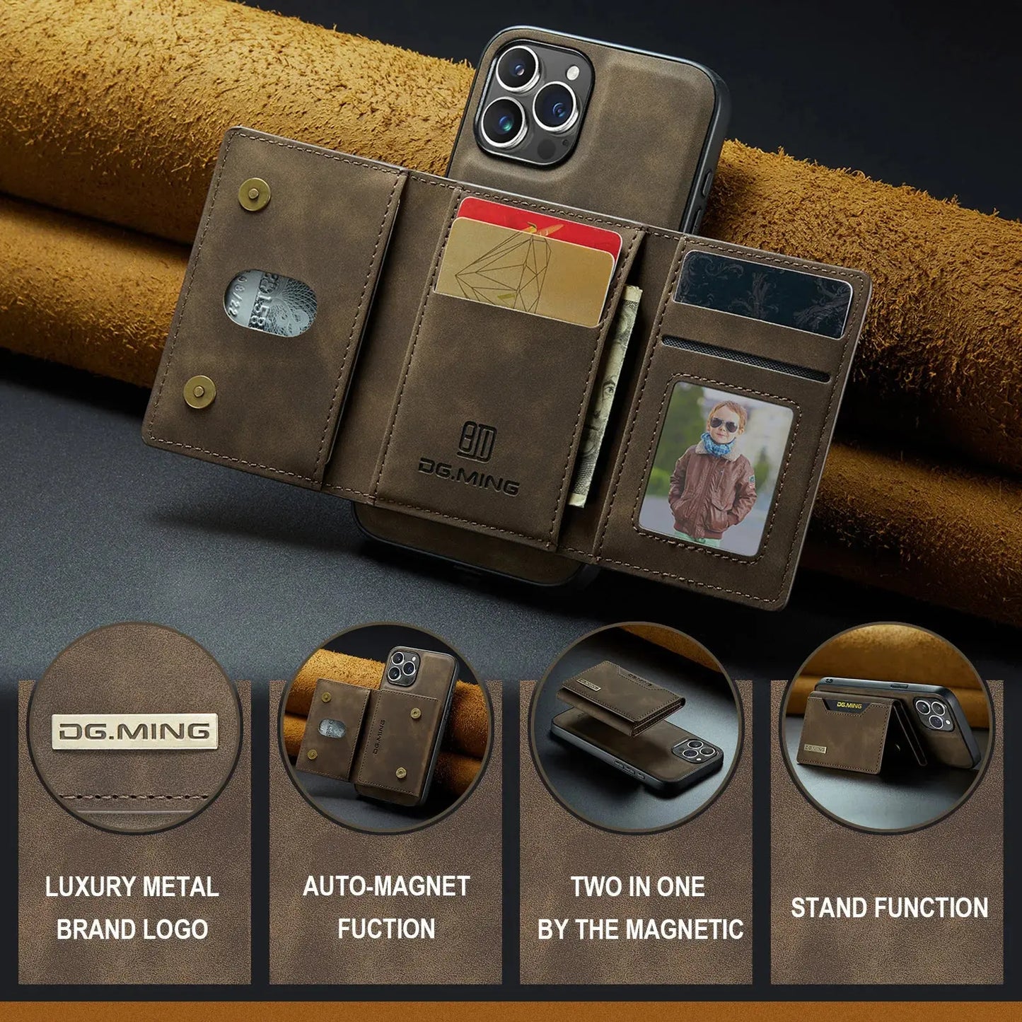 DG.MING Pro: All-in-One iPhone Wallet Case Covers Nepal