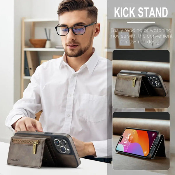 Magnetic Leather Phone Wallet