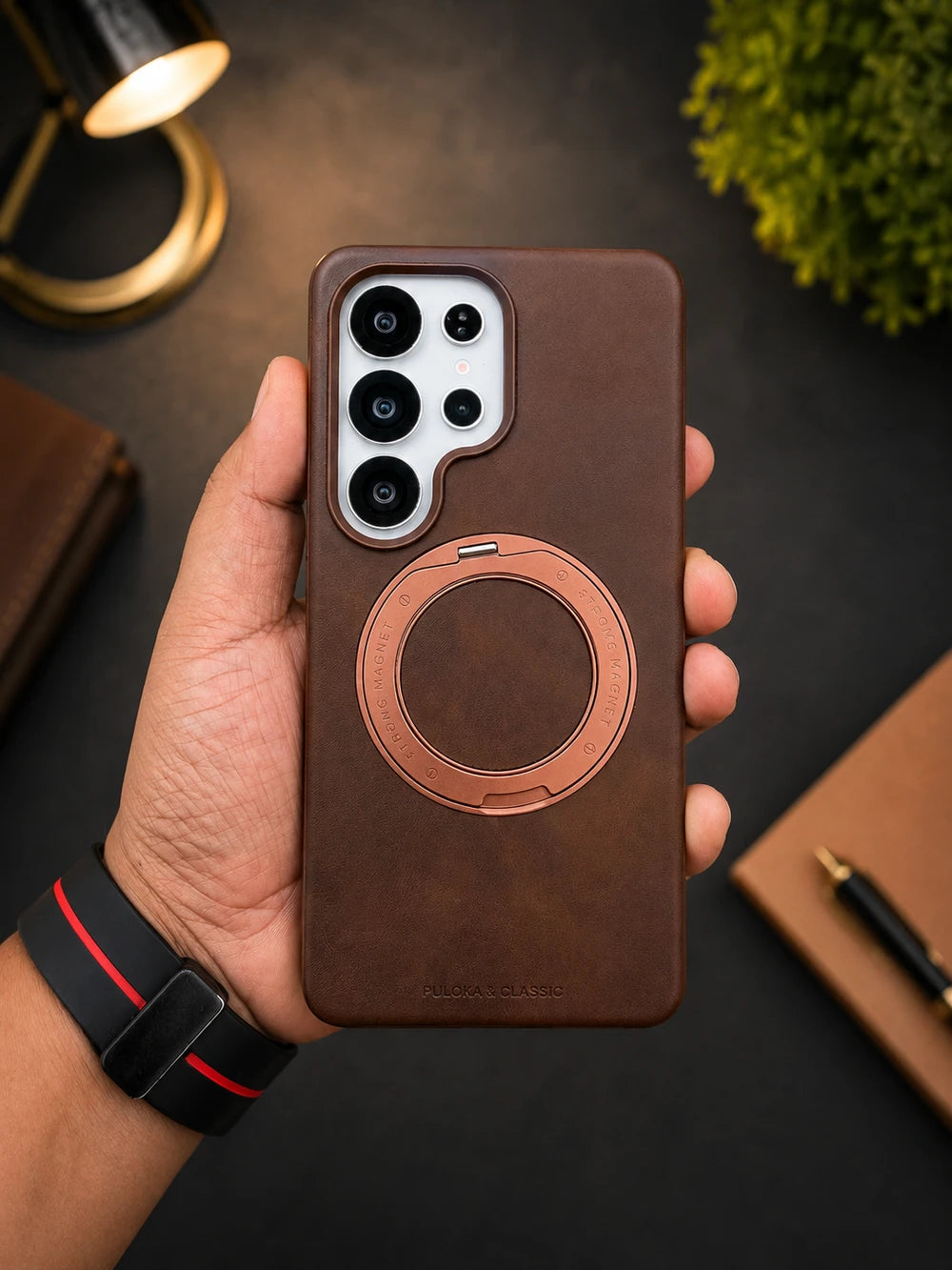 Genuine Leather Magnetic Stand Phone Case Covers Nepal