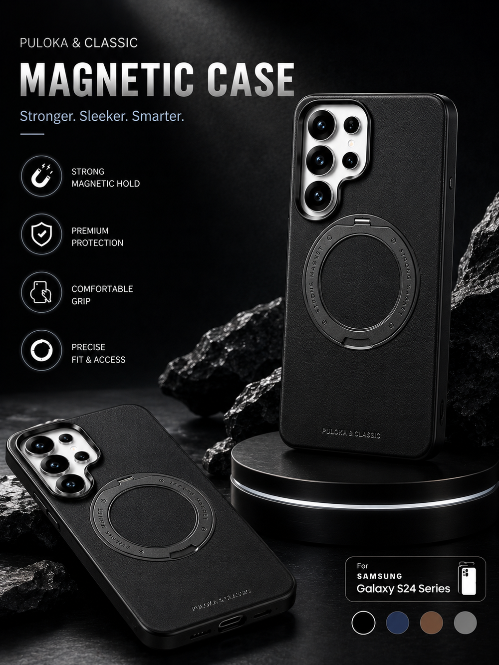 PULAKA™️: Premium Leather Magnetic Stand Phone Case Covers Nepal