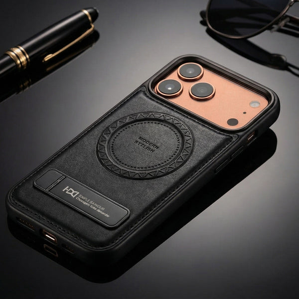 IconLux Leather Metal Stand Case
