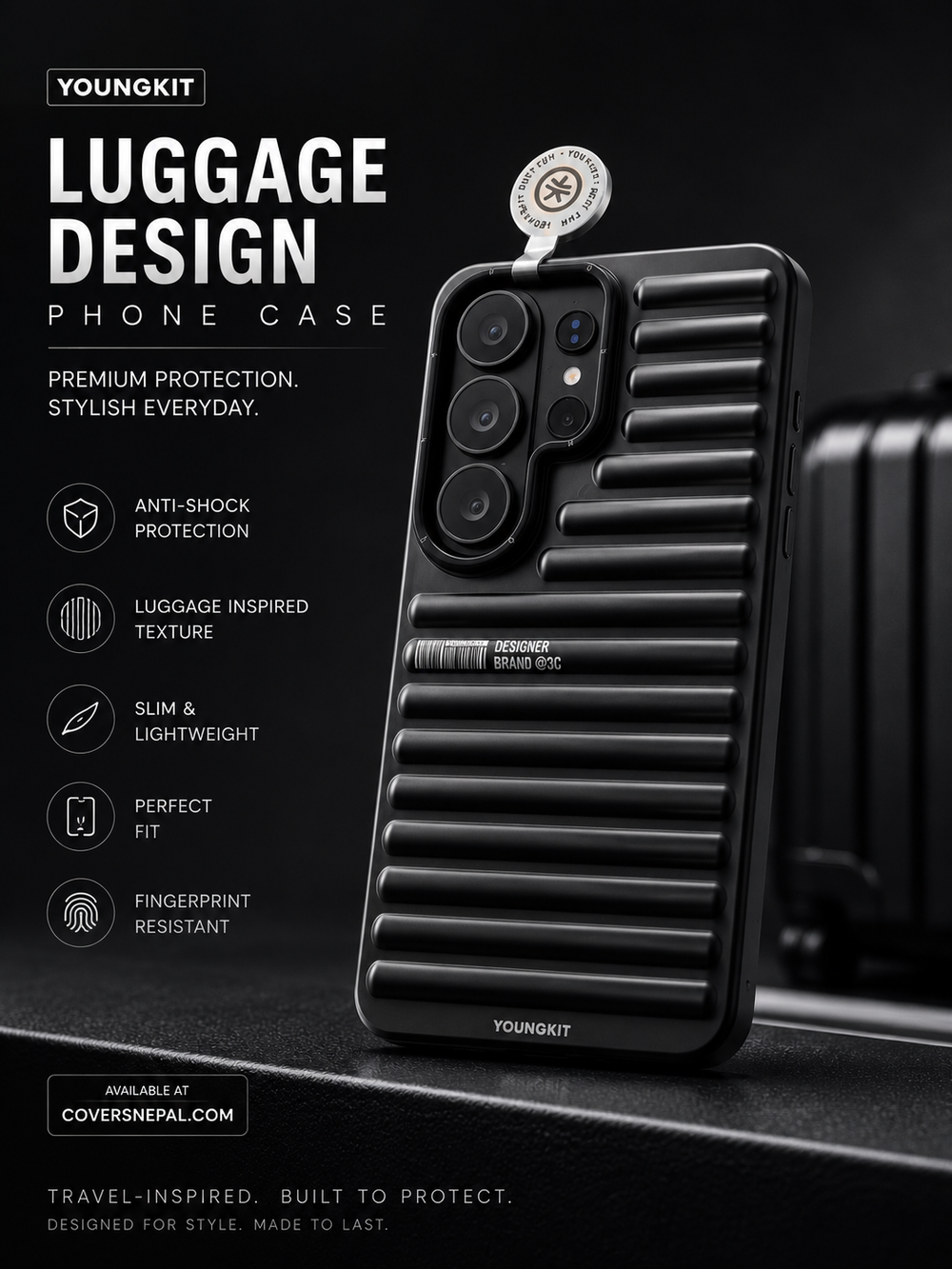 Youngkit Brand: Luggage Inspired Phone Case for Samsung S26 Ultra Covers Nepal