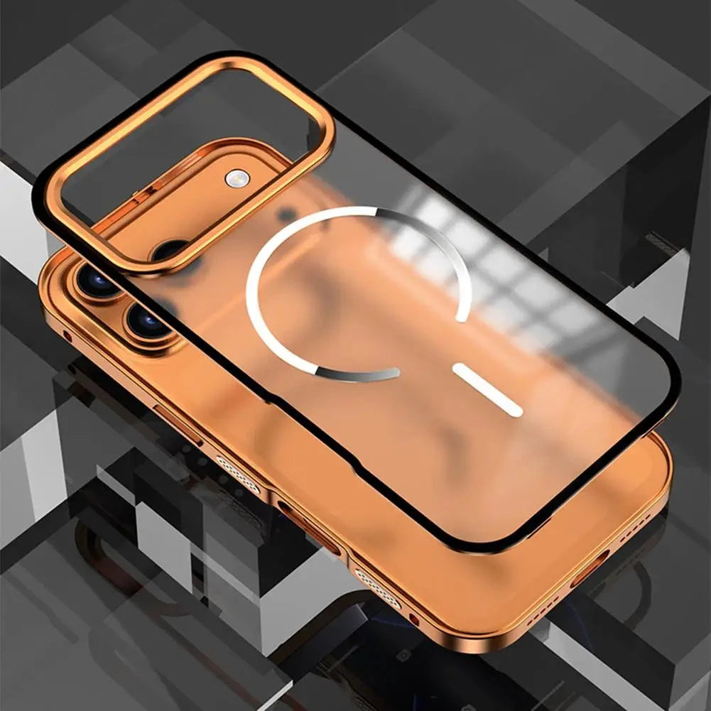 For IPhone 17 Metal Frame Mobile Phone Case Tempered Glass Protector Back Cover Removable Metal Frame Frosted Phone Case Covers Nepal