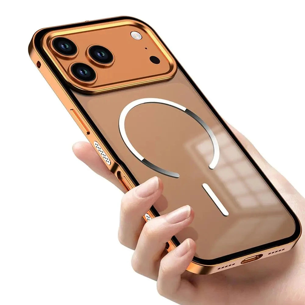 For IPhone 17 Metal Frame Mobile Phone Case Tempered Glass Protector Back Cover Removable Metal Frame Frosted Phone Case Covers Nepal