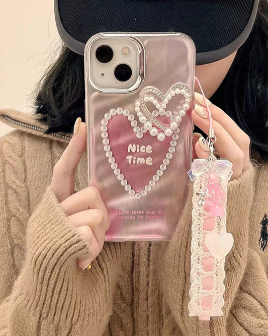 Glitter Pearl Heart iPhone Case Covers Nepal