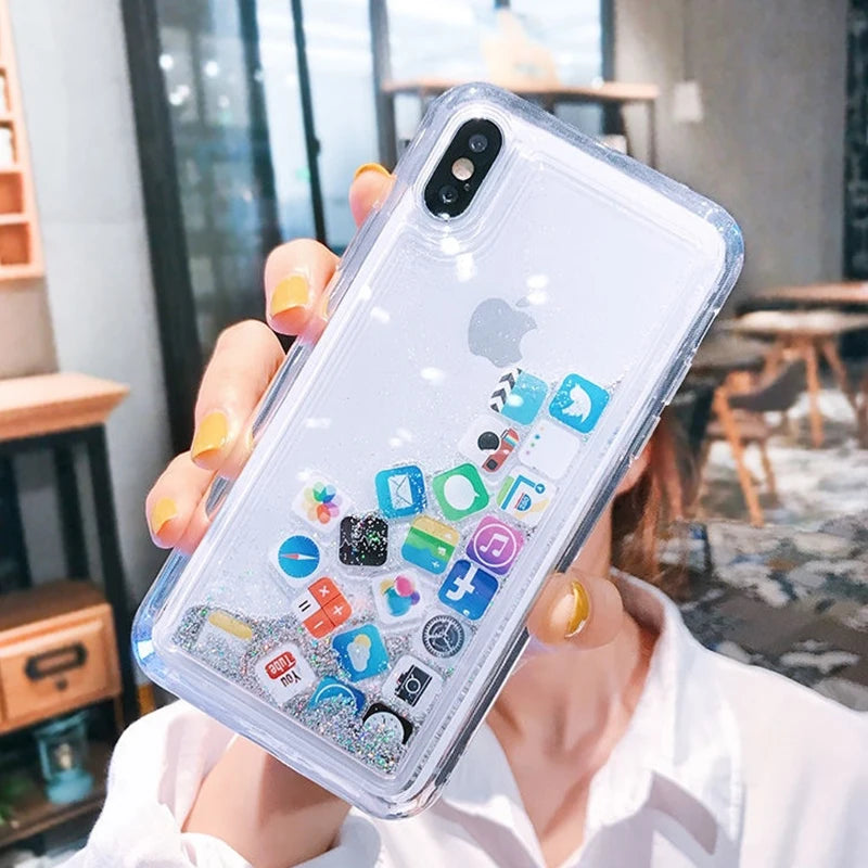 Transparent Liquid Quicksand Glitter Sparkle Shield Case for iPhone Covers Nepal