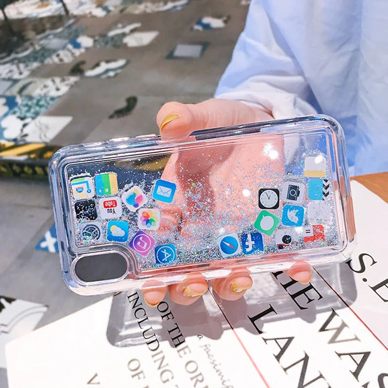 Transparent Liquid Quicksand Glitter Sparkle Shield Case for iPhone Covers Nepal