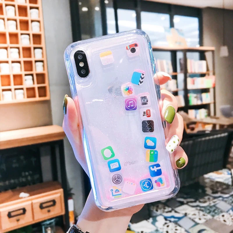Transparent Liquid Quicksand Glitter Sparkle Shield Case for iPhone Covers Nepal