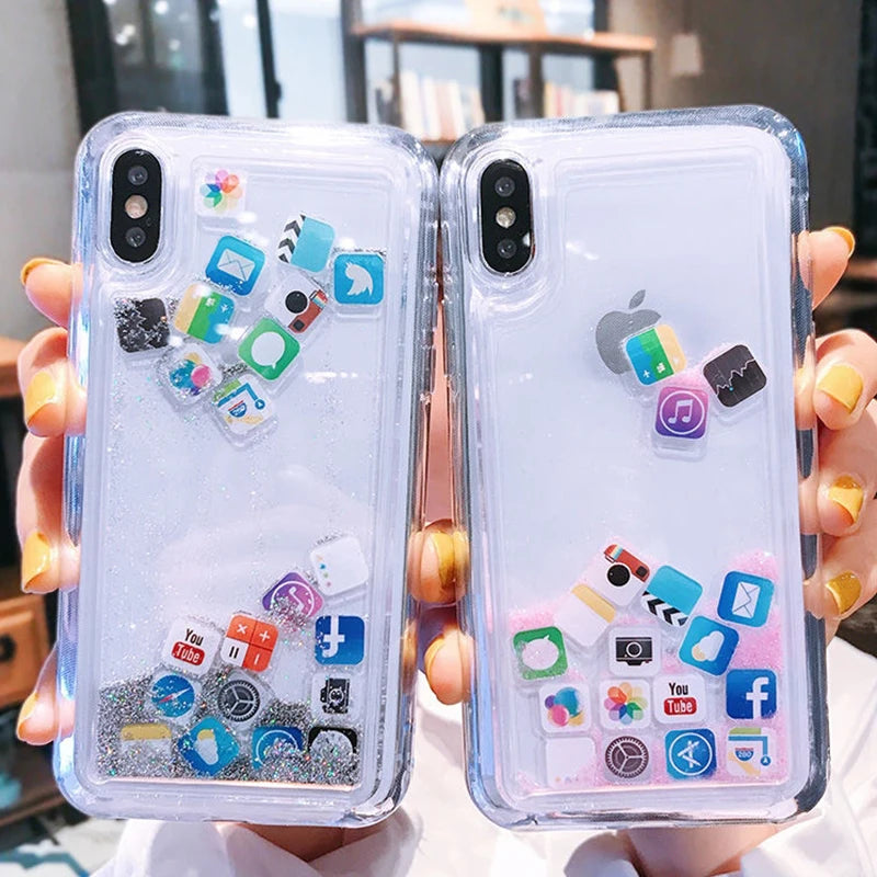 Transparent Liquid Quicksand Glitter Sparkle Shield Case for iPhone Covers Nepal