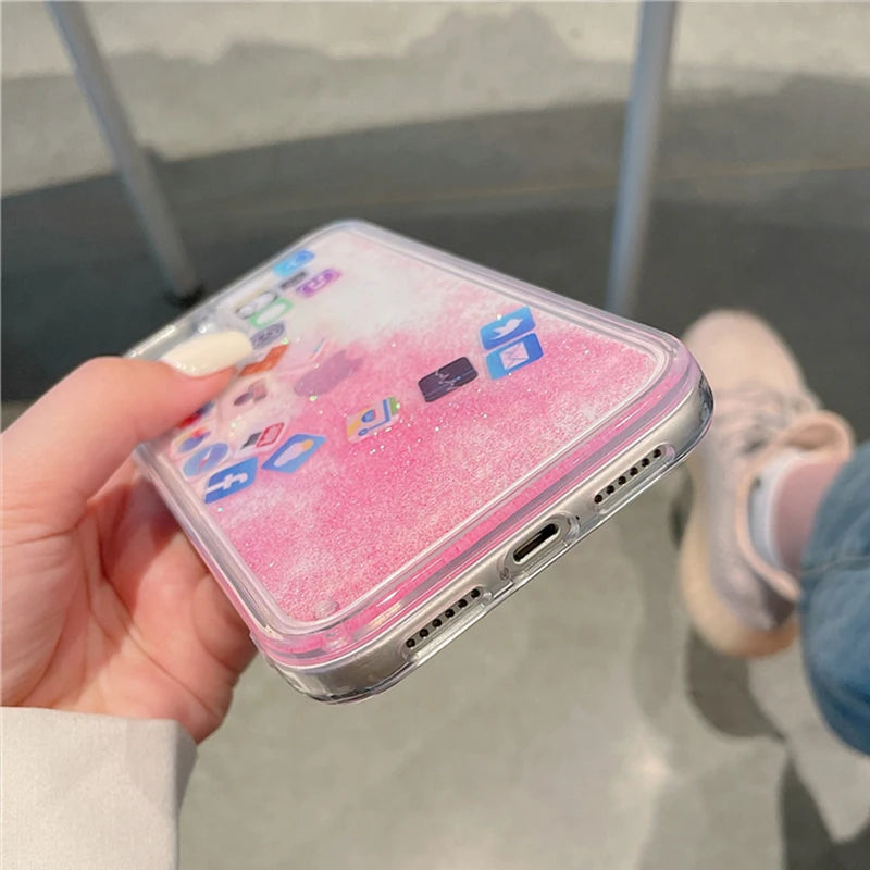 Transparent Liquid Quicksand Glitter Sparkle Shield Case for iPhone Covers Nepal